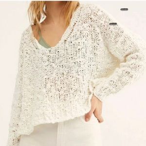 Free People Sunday Shore Cotton Blend Sweater - White XS